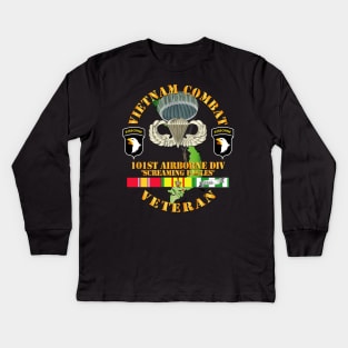 Vietnam Combat Veteran w 101st Airborne Div SSI V1 Kids Long Sleeve T-Shirt